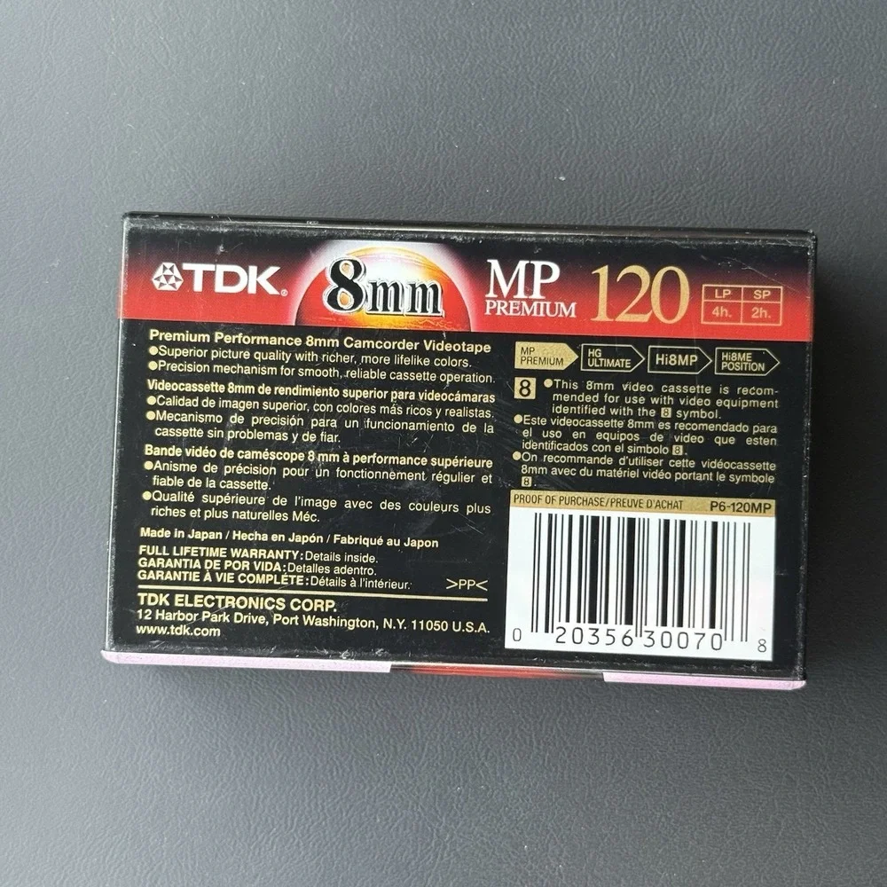 NEW‎ SEALED TDK 8mm 120MP Premium Hi8 Camcorder Video Blank Tape Made In Japan